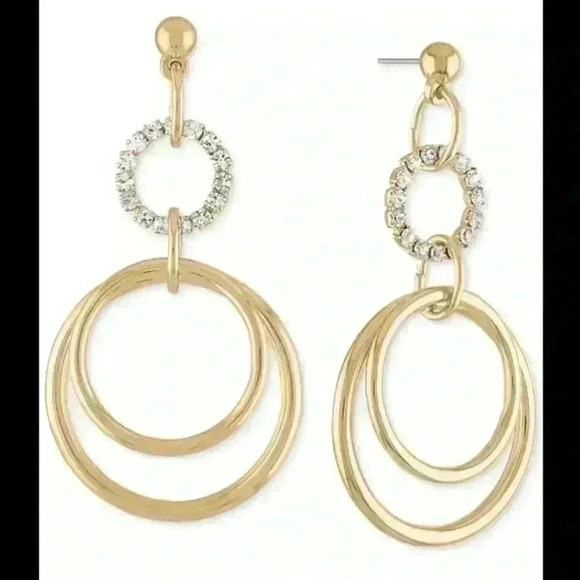 Rachel Roy new Gold tone multi circle drop earring - Picture 3 of 3